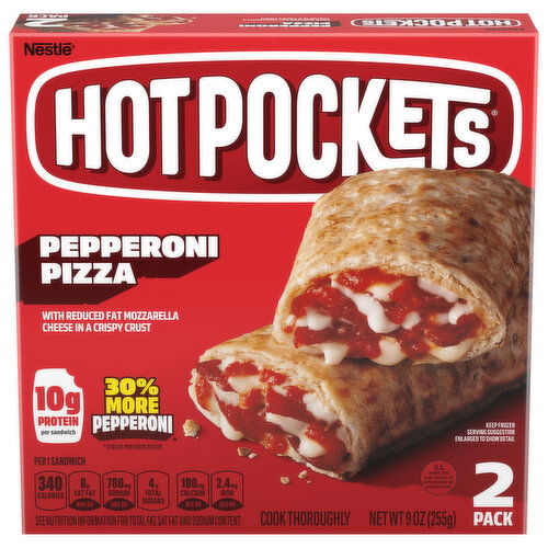 Hot Pockets Sandwiches, Crispy Crust, Pepperoni Pizza, 2 Pack