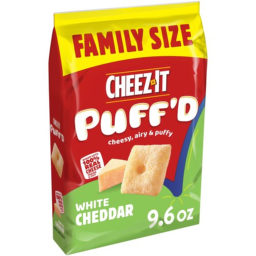 Cheez-It Puff'd Cheesy Baked Snacks, White Cheddar, Family Size