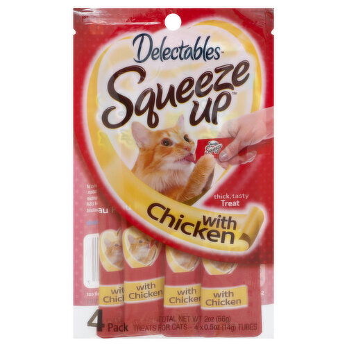 Delectables Squeeze Up Cat Treats, with Chicken, 4 Pack