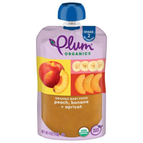 Plum Organics Stage 2 6+ Months Organic Peach, Banana + Apricot Baby Food