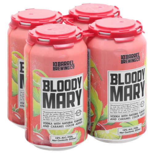 10 Barrel Brewing Vodka, Bloody Mary, 4 Pack