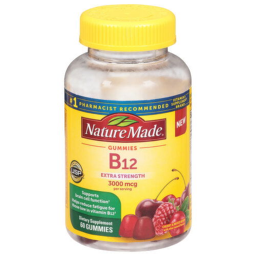 Nature Made Vitamin B12, Extra Strength, 3000 mcg, Gummies, Cherry & Mixed Berry