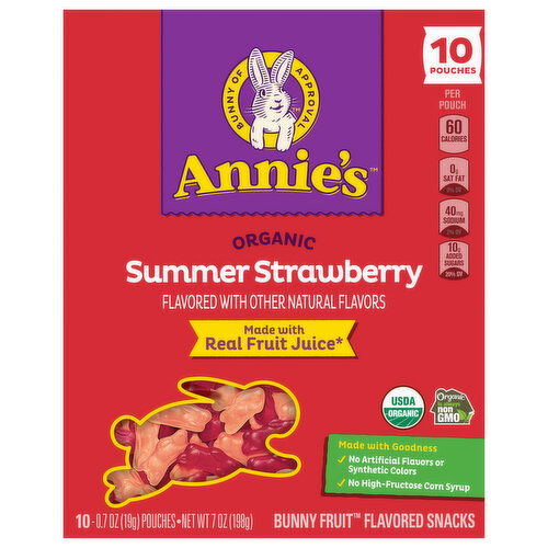 Annie's Organic Bunny Summer Strawberry Fruit Flavored Snacks