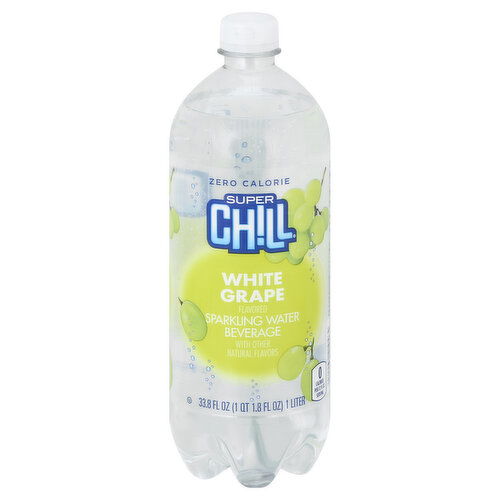 Super Chill Sparkling Water, Zero Calorie, White Grape