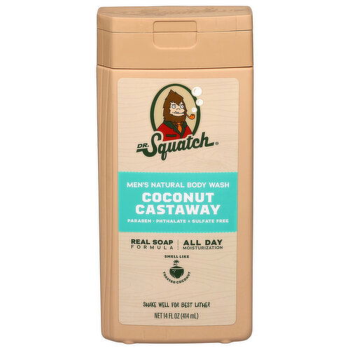 Dr. Squatch Men's Natural Coconut Castaway Body Wash
