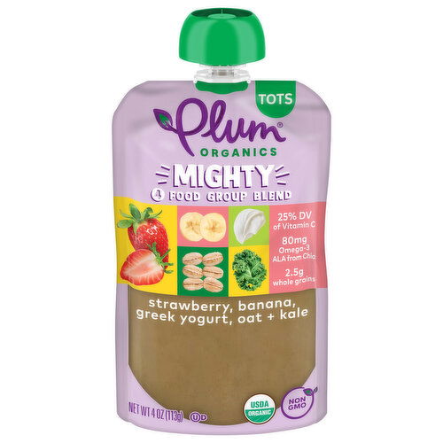 Plum Organics 4 Food Group Blend Strawberry, Banana, Greek Yogurt, Kale, Amaranth + Oat