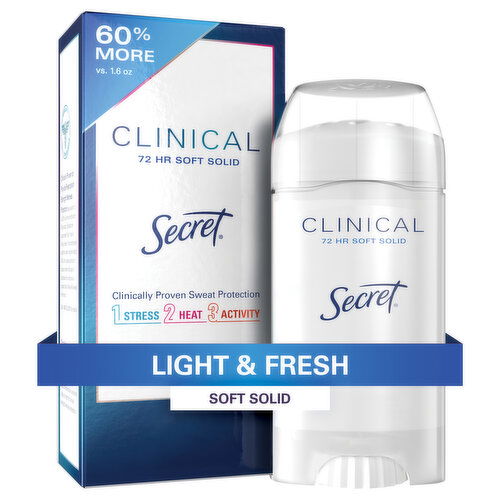 Secret Clinical Strength Clinical Strength Soft Solid Antiperspirant and Deodorant, Light & Fresh, 2.6 oz