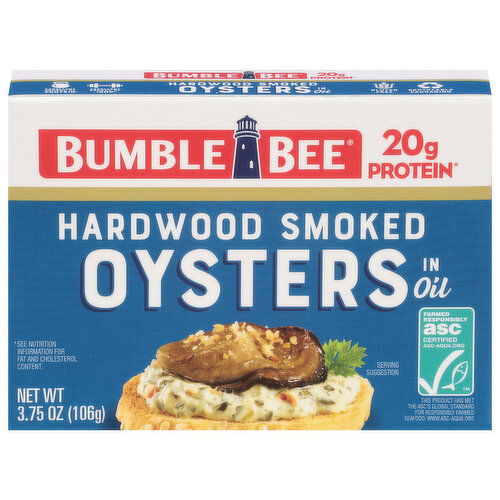 Bumble Bee Oyster, in Oil, Hardwood Smoked