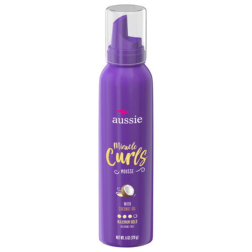 Aussie Miracle Curls Mousse, with Coconut Oil, Maximum Hold