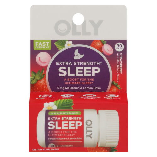 Olly Sleep, Extra Strength, Fast Dissolve Tablets, Strawberry