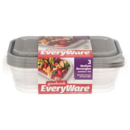 GoodCook Everyware Containers + Lids, Medium Rectangles