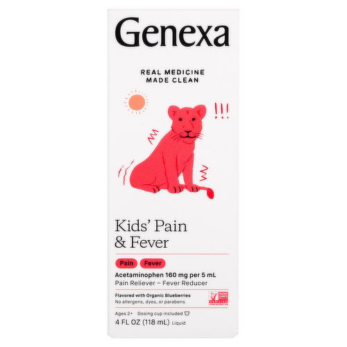 Genexa Kids Pain & Fever, Blueberries, Liquid