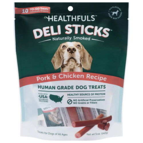 Healthfuls Deli Sticks Human Grade Pork & Chicken Recipe Dog Treats