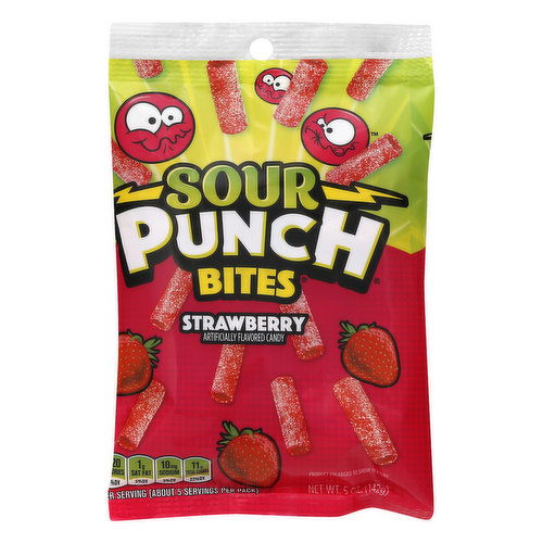 Sour Punch Bites, Strawberry Fruit Flavor Chewy Candy