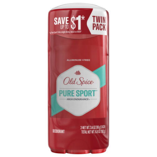 Old Spice Aluminum Free Pure Sport Deodorant Twin Pack