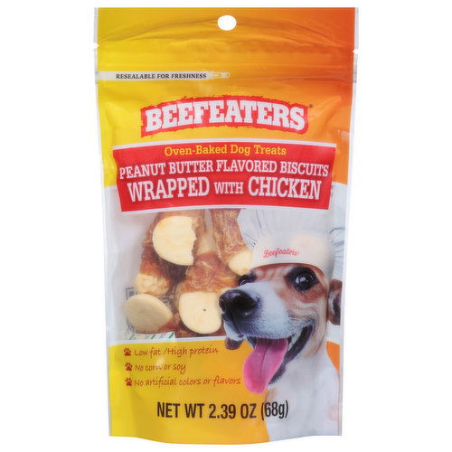 Beefeaters Dog Treat, Peanut Butter Flavored Biscuits, Wrapped with Chicken, Oven Baked