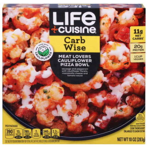 Life Cuisine Carb Wise Pizza Bowl, Meat Lovers Cauliflower