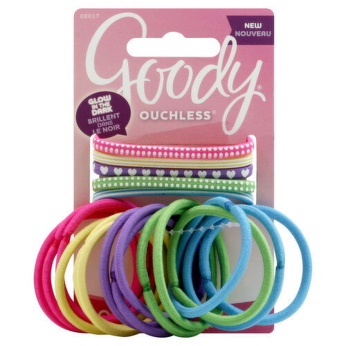 Goody Ouchless Elastics, No-Metal, Glow in the Dark