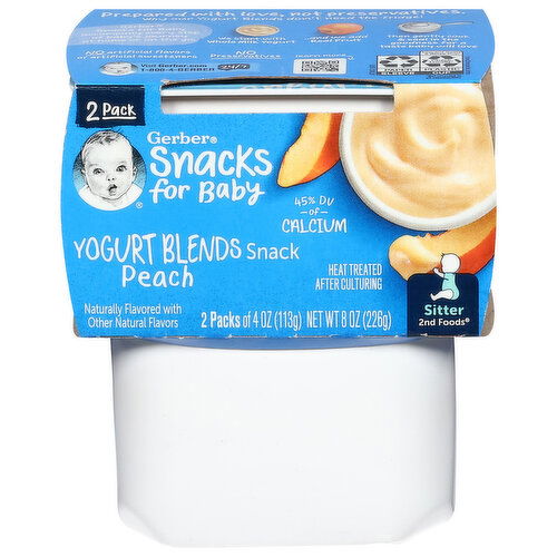 Gerber Snacks for Baby Yogurt Blends Snack, Peach, Sitter (2nd Foods), 2 Pack