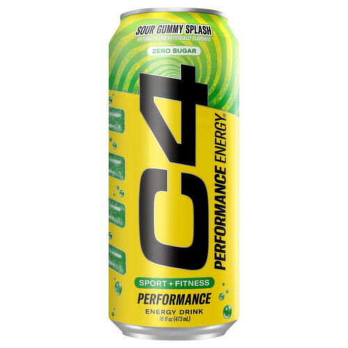 C4 Performance Energy Energy Drink, Sour Gummy Splash, Zero Sugar