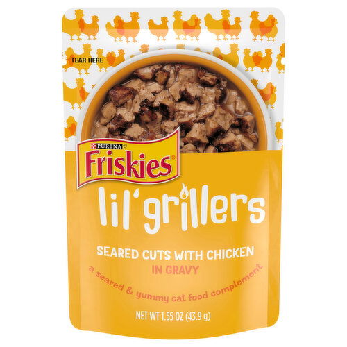 Friskies Lil' Grillers Cat Food, Seared Cuts with Chicken, in Gravy