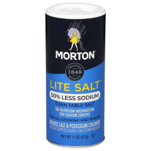 Morton Lite Salt 50% Less Sodium Iodized Salt & Potassium Chloride