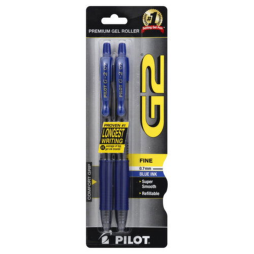 Pilot G2 Gel Pen, Blue Ink, Fine, 0.7 mm