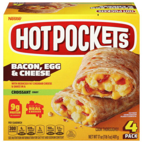 Hot Pockets Croissant Crust Bacon, Egg & Cheese Sandwiches