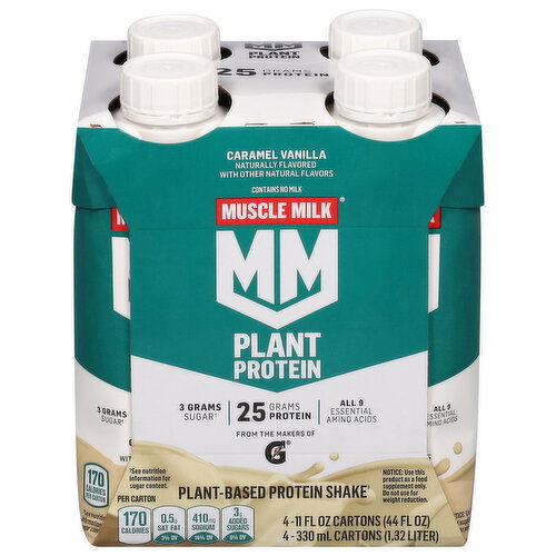 Muscle Milk Protein Shake, Plant-Based, Caramel Vanilla