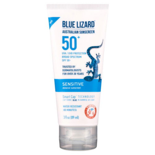 Blue Lizard Sunscreen, Australian, Sensitive, Broad Spectrum SPF 50+