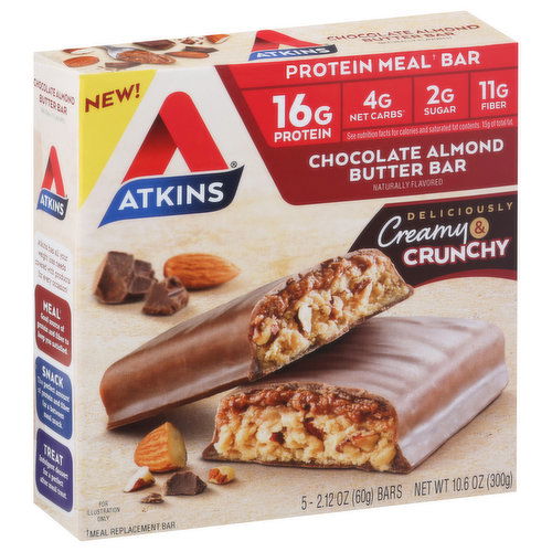 Atkins Protein Meal Bar, Chocolate Almond Butter, Creamy & Crunchy