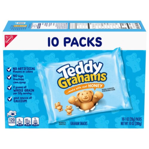 TEDDY GRAHAMS Honey Graham Snacks, 10 Kids Snack Packs