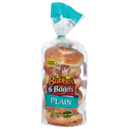 Bubba's Bagels, Plain, Sliced