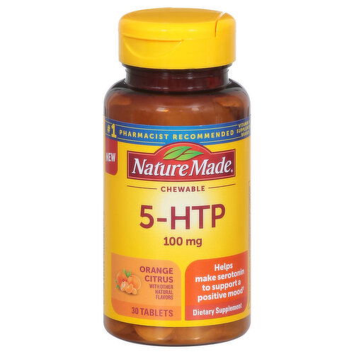 Nature Made 5-HTP, 100 mg, Chewable Tablets, Orange Citrus