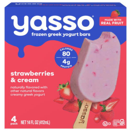 Yasso Yogurt Bar, Greek, Strawberries & Cream