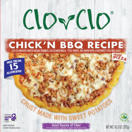 Clo-Clo Vegan Pizza, Sweet Potato Crust, Chick'N BBQ Recipe