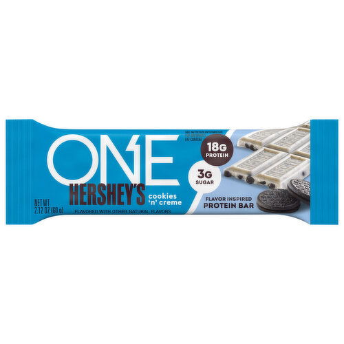 One Hershey's Cookies 'n' Creme Protein Bar