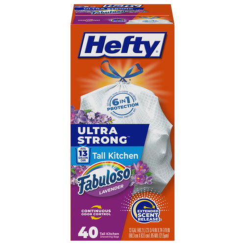 Hefty Ultra Strong 13 Gallon Fabuloso Lavender Tall Kitchen Drawstring Bags