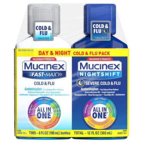 Mucinex Fast-Max Cold & Flu Pack, Day & Night, Maximum Strength