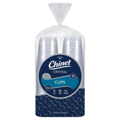 Chinet Cups, Crystal, 14 Ounce