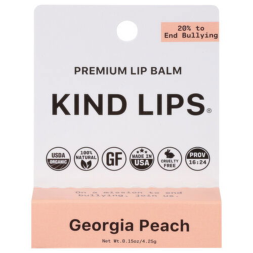 Kind Lips Lip Balm, Premium, Georgia Peach