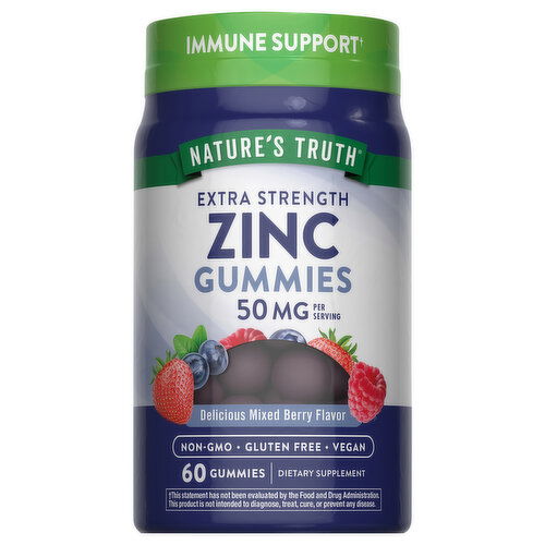 Nature's Truth Zinc, Extra Strength, 50 mg, Gummies, Delicious Mixed Berry Flavor