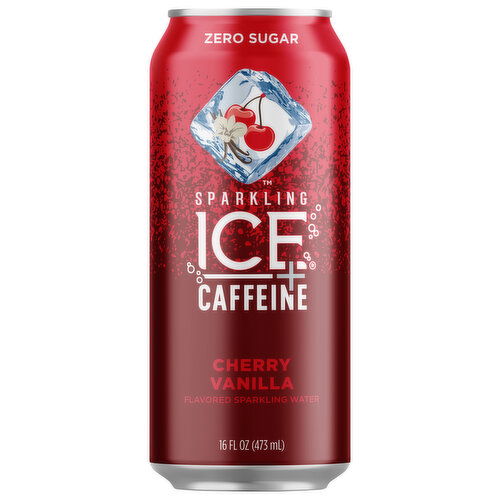 Sparkling Ice +Caffeine Sparkling Water with Caffeine, Zero Sugar, Cherry Vanilla