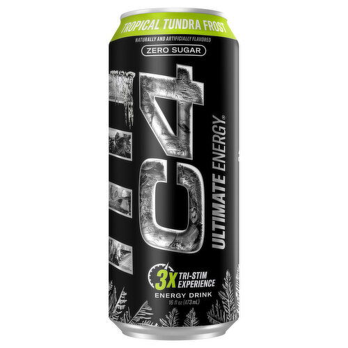 C4 Ultimate Energy Energy Drink, Tropical Tundra Frost, Zero Sugar