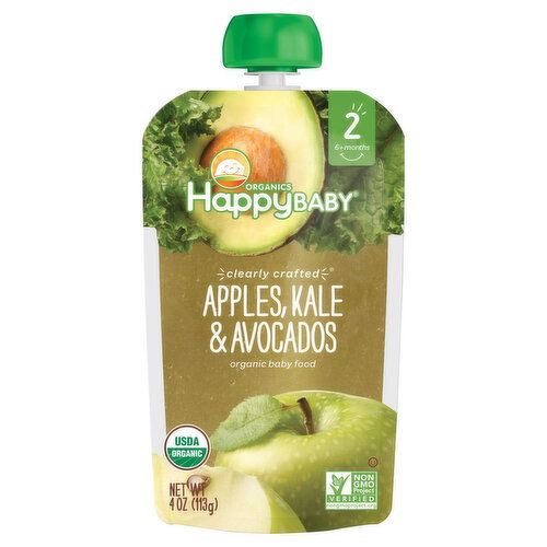 Happy Baby Organics Apples Kale & Avocado, Organic, 6+ Months, 2