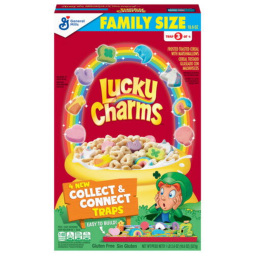 Lucky Charms Cereal, with Marshmallow, Frosted Toasted, Family Size