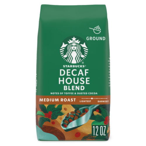 Starbucks Ground Coffee, Decaf House Blend, Medium Roast