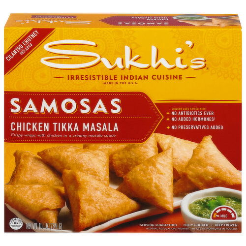 Sukhi's Indian Samosa Frozen Appetizer Snack Chicken Tikka Masala