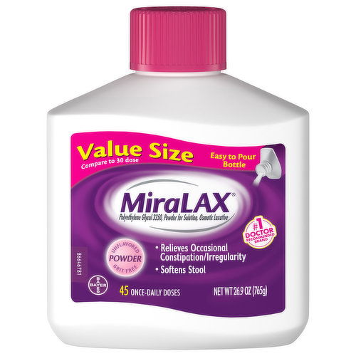 MiraLAX Osmotic Laxative, Grit Free, Powder, Value Size