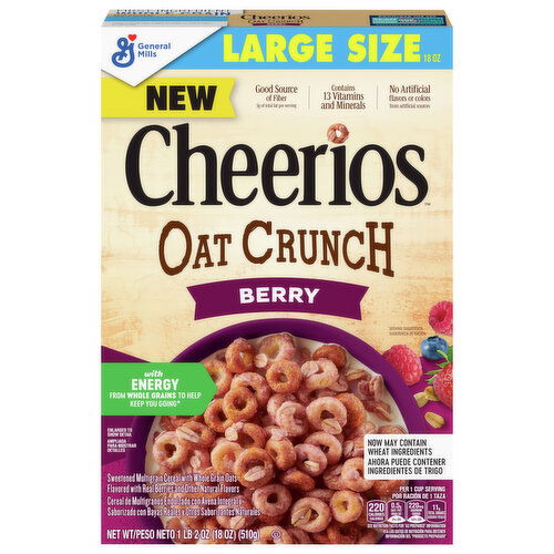Cheerios Oat Crunch Cereal, Berry, Large Size